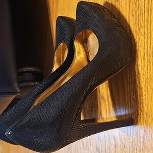 BCBGeneration Black Snake Leather Heel